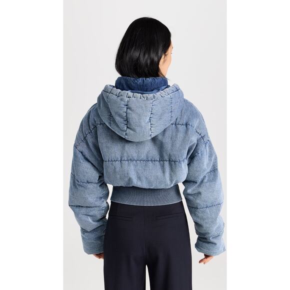 Good American Cropped Quilted Denim Puffer Jacket - Picture 6 of 6